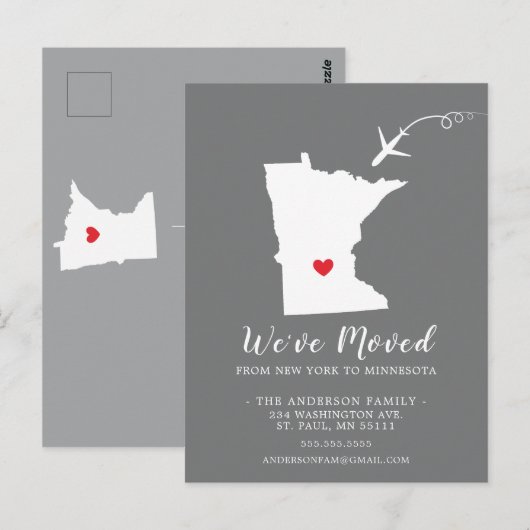 Verplaatsende aankondigingsstaat MINNESOTA Post Ca Briefkaart (Voorkant / Achterkant)