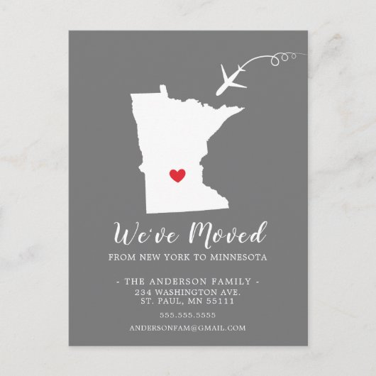 Verplaatsende aankondigingsstaat MINNESOTA Post Ca Briefkaart (Voorkant)