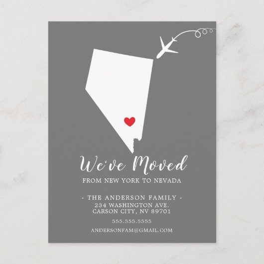 Verplaatsende aankondigingsstaat NEVADA-postkaart Briefkaart (Voorkant)