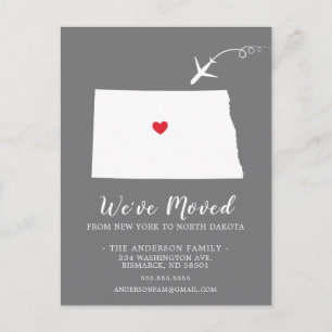 Verplaatsende aankondigingsstaat NOORD DAKOTA Post Briefkaart