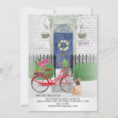 Verplaatsende Franse Bulldog Dog Bicycle Blue-deur Aankondiging (Voorkant)