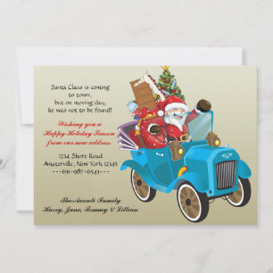 Verplaatsende Santa Holiday Verplaatsende Aankondi Feestdagenkaart