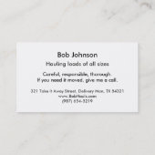 Verplaatsende transportbedrijven vervoeren afval visitekaartje (Achterkant)