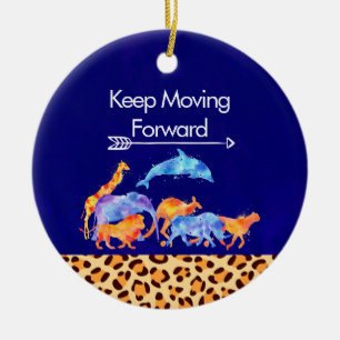 Verplaatsende wilde dieren die samen lopen keramisch ornament