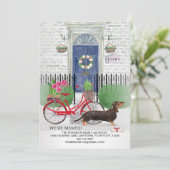 Verplaatsende zwarte Dog-fiets van Dachshund: Nieu Aankondiging (Staand voorkant)