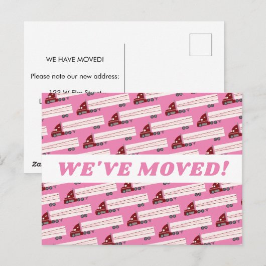 VERPLAATSING KLEIN Cute Big Trucks roze Briefkaart (Voorkant / Achterkant)