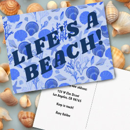 VERPLAATSING kleurrijk blauw zeestrand Briefkaart