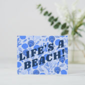 VERPLAATSING kleurrijk blauw zeestrand Briefkaart (Staand voorkant)