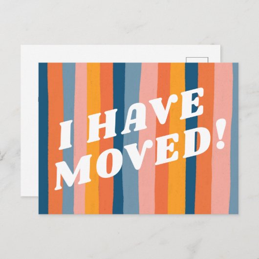 VERPLAATSING kleurrijke roze strook-retro Briefkaart (Voorkant / Achterkant)