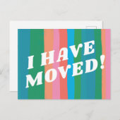 VERPLAATSING kleurrijke roze strook-retro Briefkaart (Voorkant / Achterkant)