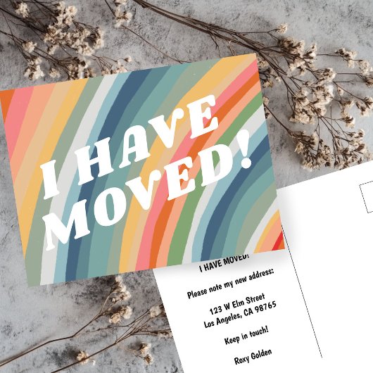 VERPLAATSING kleurrijke strips rek regenboog Briefkaart