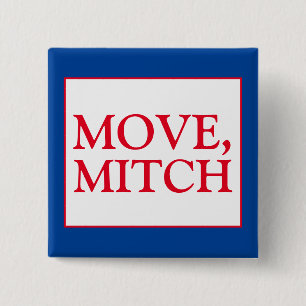 Verplaatsing Mitch McConnell Senate Stemming Blauw Vierkante Button 5,1 Cm