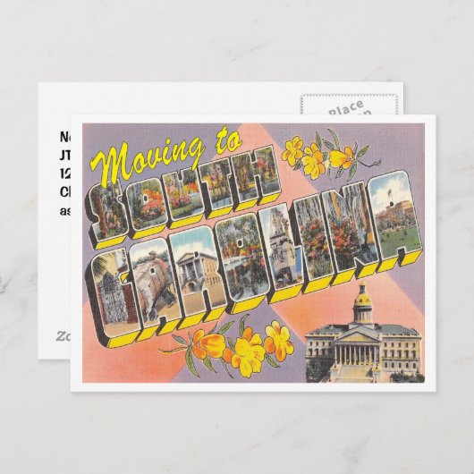 Verplaatsing naar Zuid-Carolina  adreswijziging Aankondigingskaart (Voorkant / Achterkant)