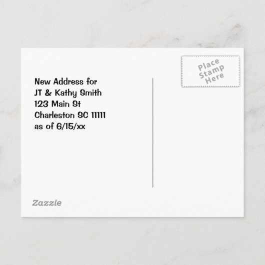 Verplaatsing naar Zuid-Carolina  adreswijziging Aankondigingskaart (Achterkant)