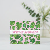VERPLAATSINGSMONstera Leaf Waterverf Roze Briefkaart (Staand voorkant)