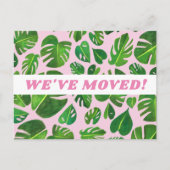 VERPLAATSINGSMONstera Leaf Waterverf Roze Briefkaart (Voorkant)