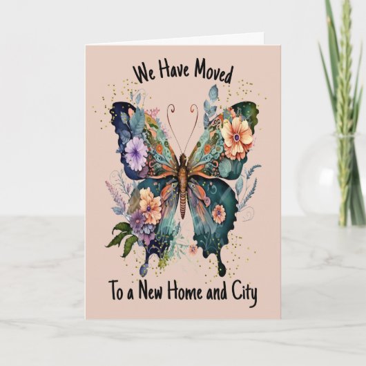 Verplaatst Kaart met vlinder en bloemen (Voorkant)