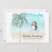 Verplaatst naar Florida Cute Penguin Beach Scene H Aankondiging (Voorkant)