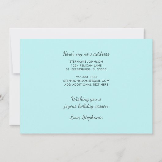 Verplaatst naar Florida Cute Penguin Beach Scene H Aankondiging (Achterkant)