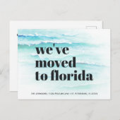 Verplaatst naar Florida Ocean Waves Nieuw adres Aankondigingskaart (Voorkant / Achterkant)