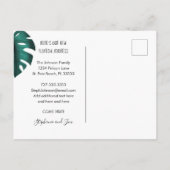 Verplaatst naar Florida Pink Flamingo Monstera Lea Aankondigingskaart (Achterkant)