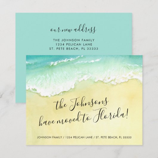 Verplaatst naar Florida Sandy Beach Ocean Waves Aankondiging (Voorkant / Achterkant)