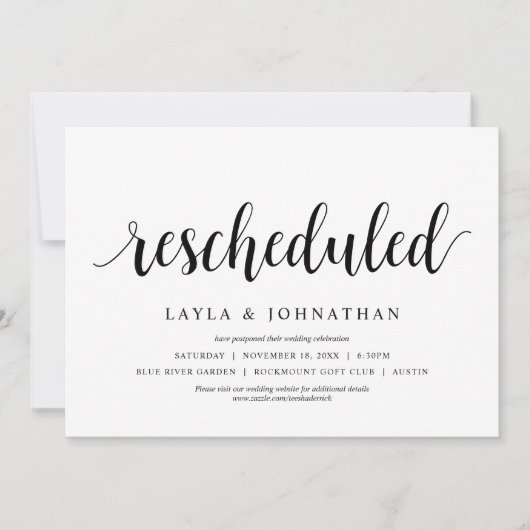 Verplaatst, trouwdatum wijzigen kaart (Voorkant)