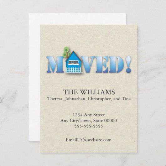 Verplaatste aankondiging (blauw) (Voorkant / Achterkant)