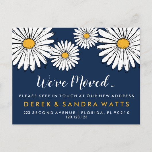 Verplaatste huis madeliefje inkt tekening aankondigingskaart (Voorkant)