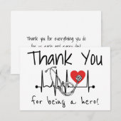 Verpleegarts Hart Stethoscoop Verpleegkunde Gezond Bedankkaart (Voorkant / Achterkant)