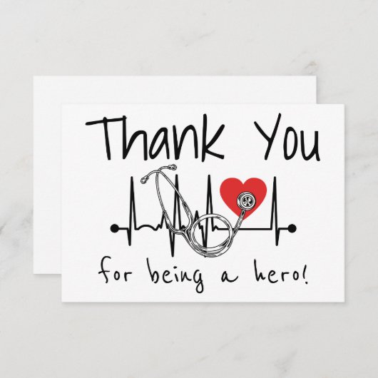 Verpleegarts Hart Stethoscoop Verpleegkunde Gezond Bedankkaart (Voorkant / Achterkant)