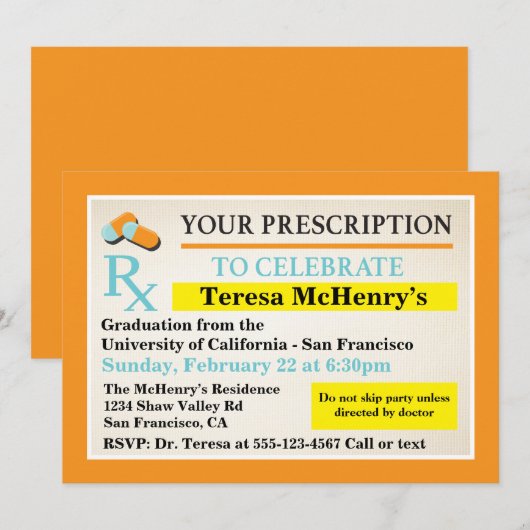 Verpleegarts Medische Afstuderen Etiket op recept Kaart (Voorkant / Achterkant)