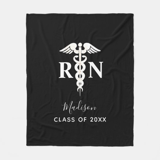 Verpleegbaar Afstuderen Medisch Zwart Wit Geperson Fleece Deken (Voorkant)