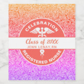 Verpleegbaar Afstuderen regenbooglitter gepersonal Wijn Etiket (Enkel label)