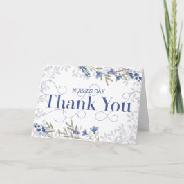 Verpleegdag Bedankt - Tekst en bloemen - Blauw