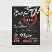Verpleegdag Grateful Heart Red en White Roos Chalk Kaart (Gele Bloem)