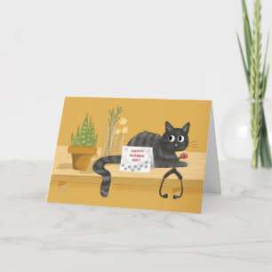 Verpleegdag Kat op tafel met stethoscoop en Plant Kaart