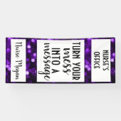 Verpleegdeuropening; Paarse Bokeh; bericht Mess in Spandoek (Horizontaal)