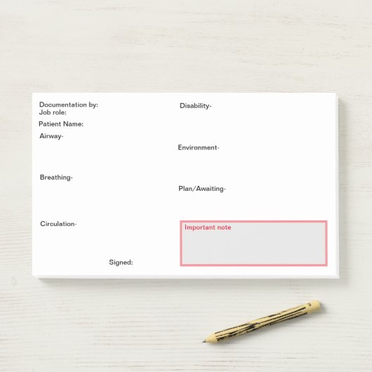 Verpleegdocumentatie na de operatie. post-it® notes (Op bureau)