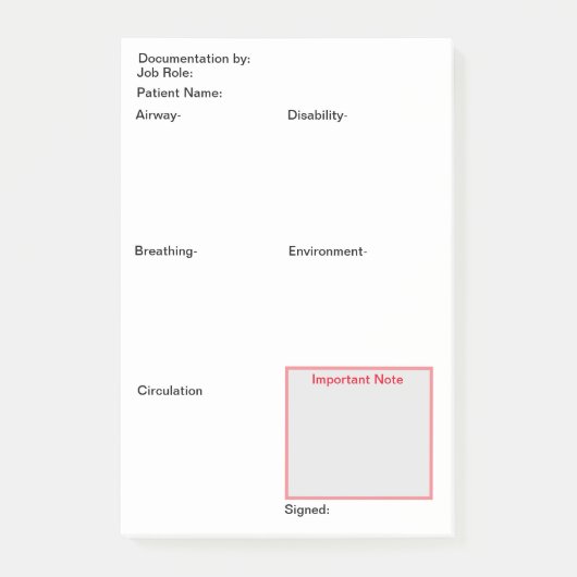 Verpleegdocumentatie na de operatie (verticaal) post-it® notes (Voorkant)