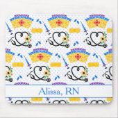 Verpleeggereedschap op Blue Polka Dots Monogram Muismat (Voorkant)