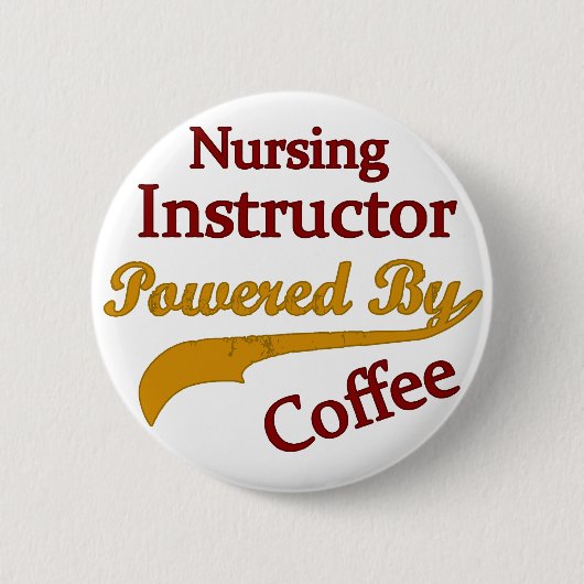 Verpleeginstructeur met koffie ronde button 5,7 cm (Voorkant)