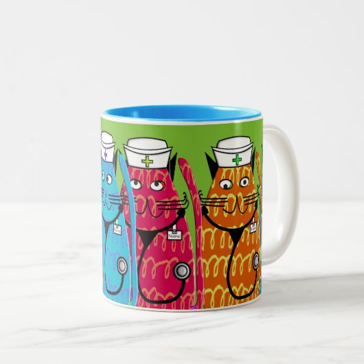 Verpleegkatten Tweekleurige Koffiemok (Voorkant rechts)