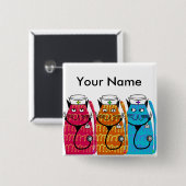 Verpleegkatten Vierkante Button 5,1 Cm (Voorkant /achterkant)