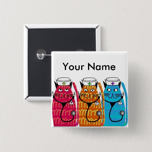 Verpleegkatten Vierkante Button 5,1 Cm (Voorkant /achterkant)