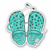 Verpleegklompen, stethoscoop en spuit waterdicht sticker (Voorkant)