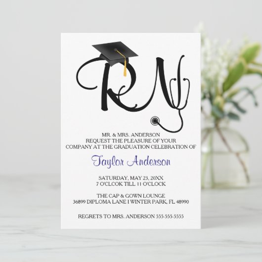 Verpleegkunde Afstudeer aankondiging met stethosco (Staand voorkant)