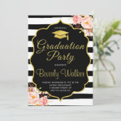 Verpleegkunde Graduatie Uitnodigingen Goud & Zwart (Staand voorkant)