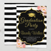 Verpleegkunde Graduatie Uitnodigingen Goud & Zwart (Voorkant / Achterkant)