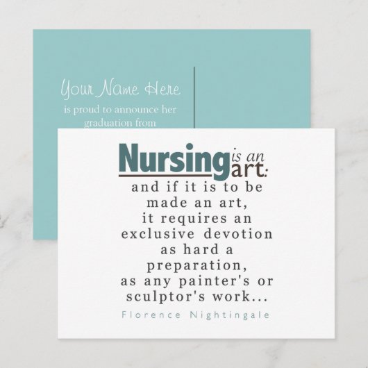 Verpleegkunde is een Art Afstuderen Announcement B Aankondigingskaart (Voorkant / Achterkant)